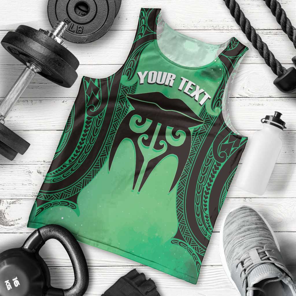 Personalised Moko Kauae New Zealand Men Tank Top Maori Chin Tattoo Green - Polynesian Pride