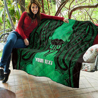 Personalised Moko Kauae New Zealand Quilt Maori Chin Tattoo Green - Polynesian Pride