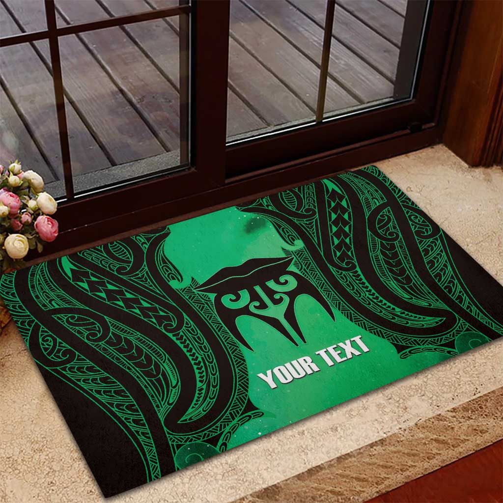 Personalised Moko Kauae New Zealand Rubber Doormat Maori Chin Tattoo Green - Polynesian Pride