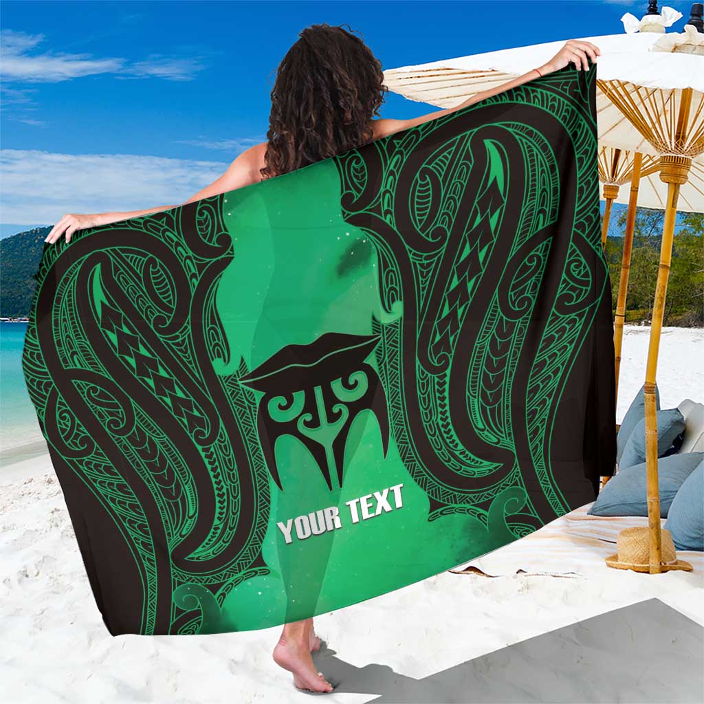 Personalised Moko Kauae New Zealand Sarong Maori Chin Tattoo Green - Polynesian Pride