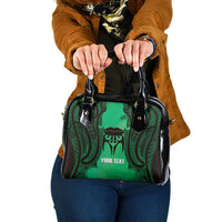 Personalised Moko Kauae New Zealand Shoulder Handbag Maori Chin Tattoo Green - Polynesian Pride