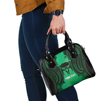 Personalised Moko Kauae New Zealand Shoulder Handbag Maori Chin Tattoo Green - Polynesian Pride