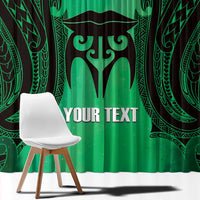 Personalised Moko Kauae New Zealand Window Curtain Maori Chin Tattoo Green - Polynesian Pride