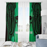 Personalised Moko Kauae New Zealand Window Curtain Maori Chin Tattoo Green - Polynesian Pride