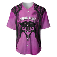 Personalised Moko Kauae New Zealand Baseball Jersey Maori Chin Tattoo Pink - Polynesian Pride