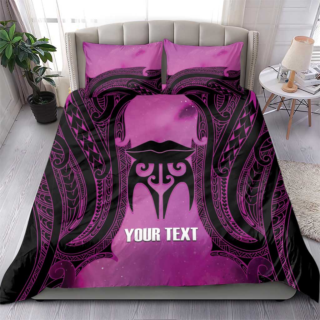 Personalised Moko Kauae New Zealand Bedding Set Maori Chin Tattoo Pink - Polynesian Pride