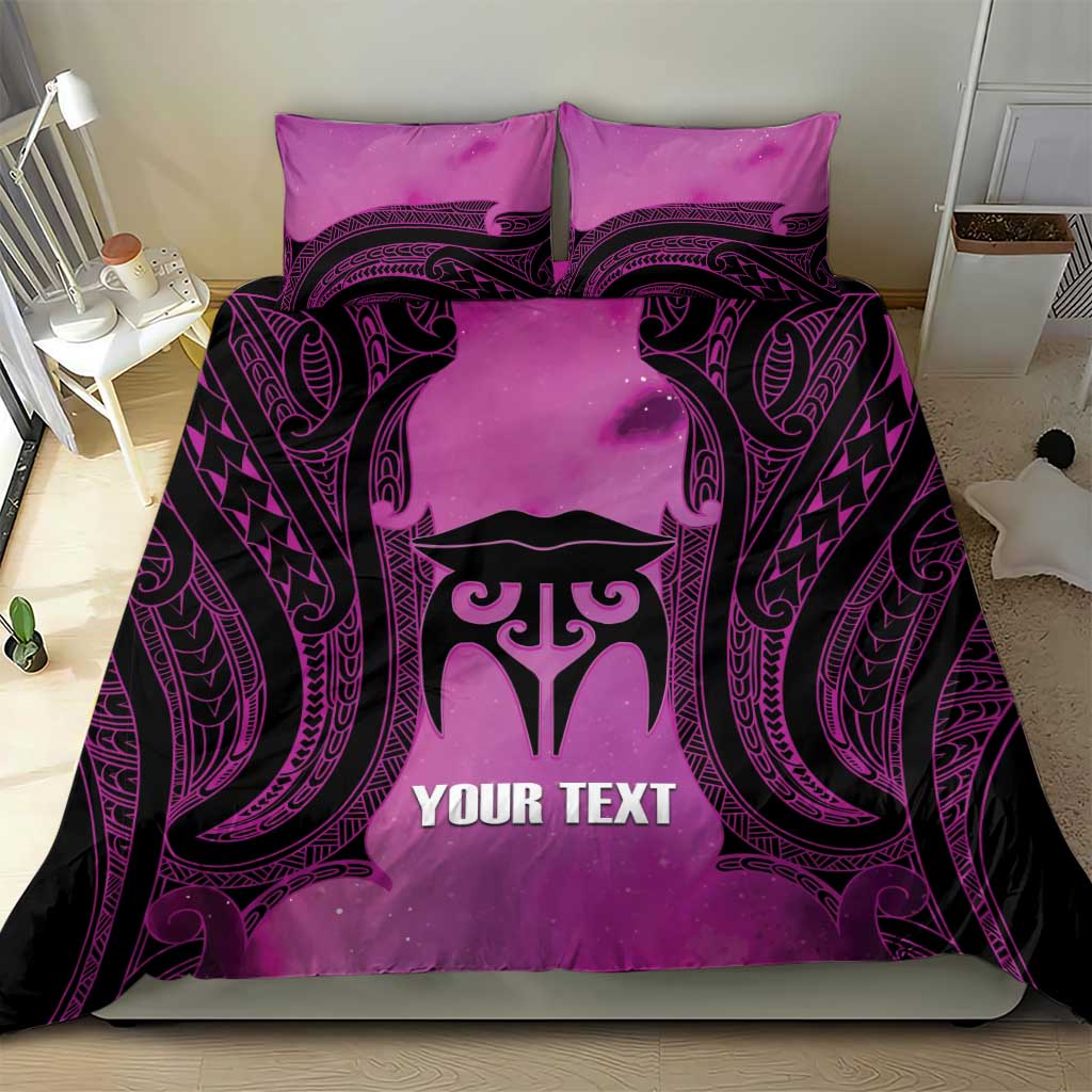 Personalised Moko Kauae New Zealand Bedding Set Maori Chin Tattoo Pink - Polynesian Pride
