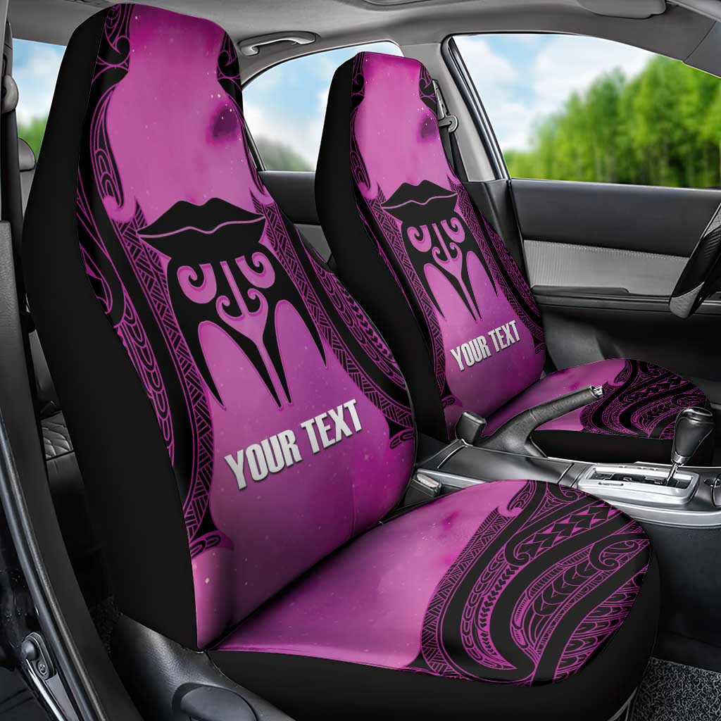 Personalised Moko Kauae New Zealand Car Seat Cover Maori Chin Tattoo Pink - Polynesian Pride