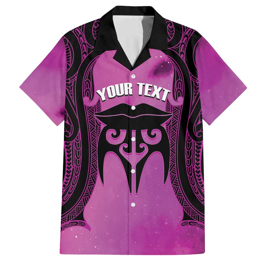 Personalised Moko Kauae New Zealand Family Matching Long Sleeve Bodycon Dress and Hawaiian Shirt Maori Chin Tattoo Pink - Polynesian Pride