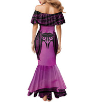 Personalised Moko Kauae New Zealand Family Matching Mermaid Dress and Hawaiian Shirt Maori Chin Tattoo Pink - Polynesian Pride