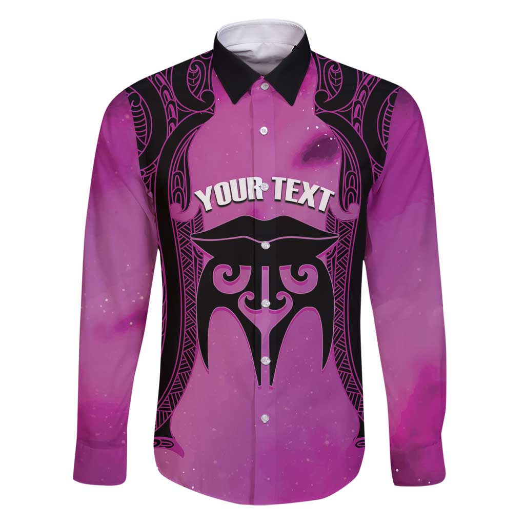 Personalised Moko Kauae New Zealand Family Matching Puletasi and Hawaiian Shirt Maori Chin Tattoo Pink - Polynesian Pride