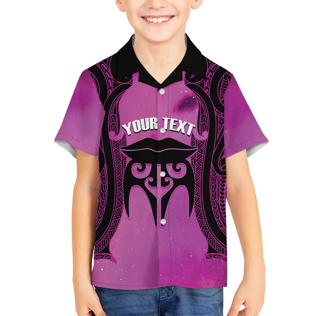 Personalised Moko Kauae New Zealand Family Matching Puletasi and Hawaiian Shirt Maori Chin Tattoo Pink - Polynesian Pride