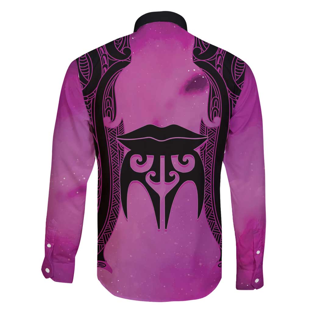 Personalised Moko Kauae New Zealand Family Matching Tank Maxi Dress and Hawaiian Shirt Maori Chin Tattoo Pink - Polynesian Pride