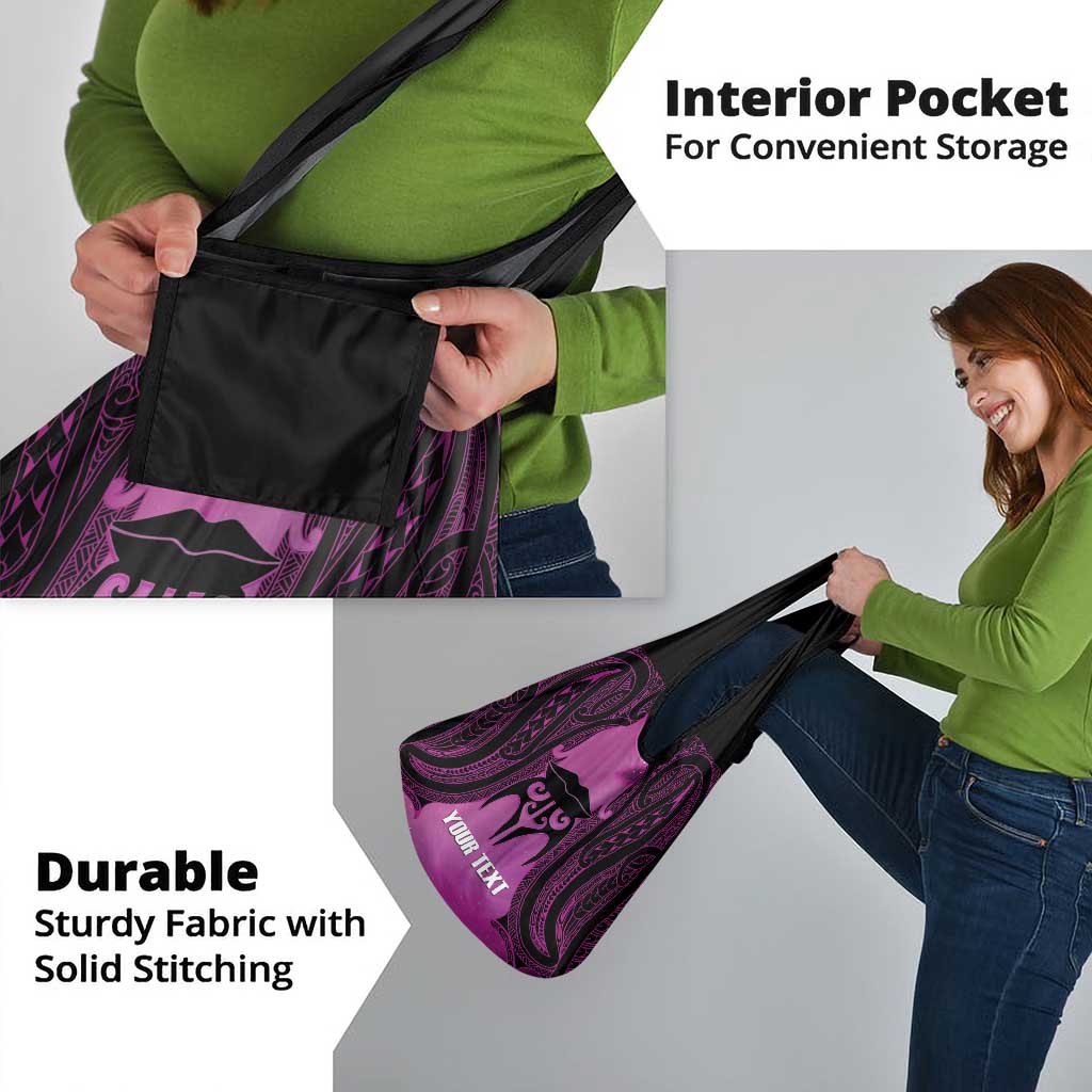 Personalised Moko Kauae New Zealand Grocery Bag Maori Chin Tattoo Pink - Polynesian Pride