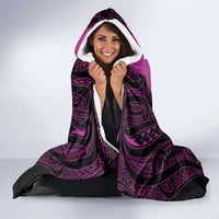 Personalised Moko Kauae New Zealand Hooded Blanket Maori Chin Tattoo Pink - Polynesian Pride