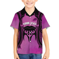 Personalised Moko Kauae New Zealand Kid Hawaiian Shirt Maori Chin Tattoo Pink - Polynesian Pride