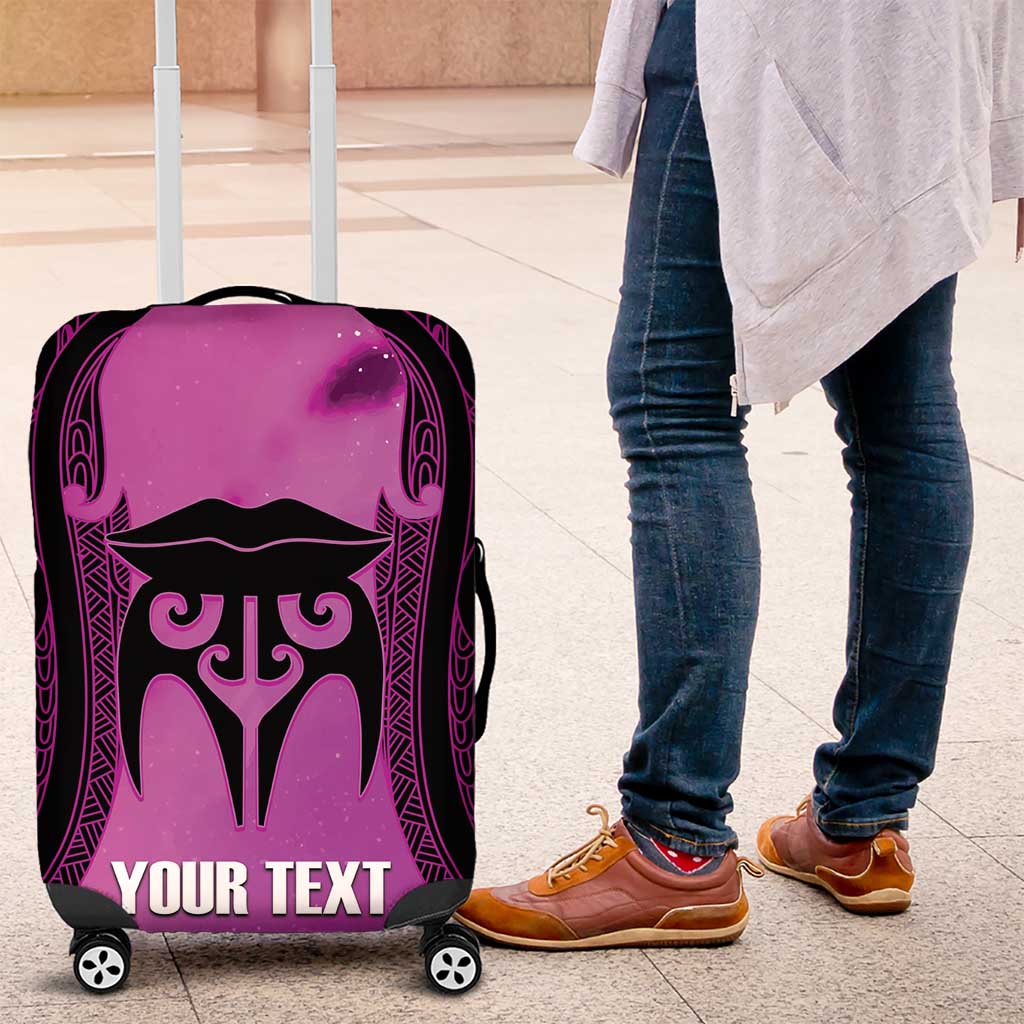 Personalised Moko Kauae New Zealand Luggage Cover Maori Chin Tattoo Pink - Polynesian Pride