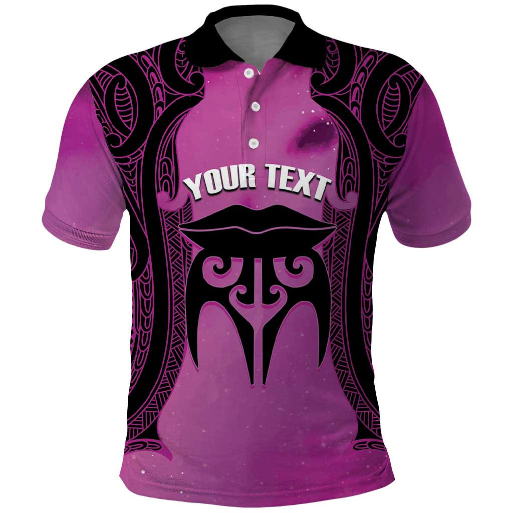 Personalised Moko Kauae New Zealand Polo Shirt Maori Chin Tattoo Pink - Polynesian Pride