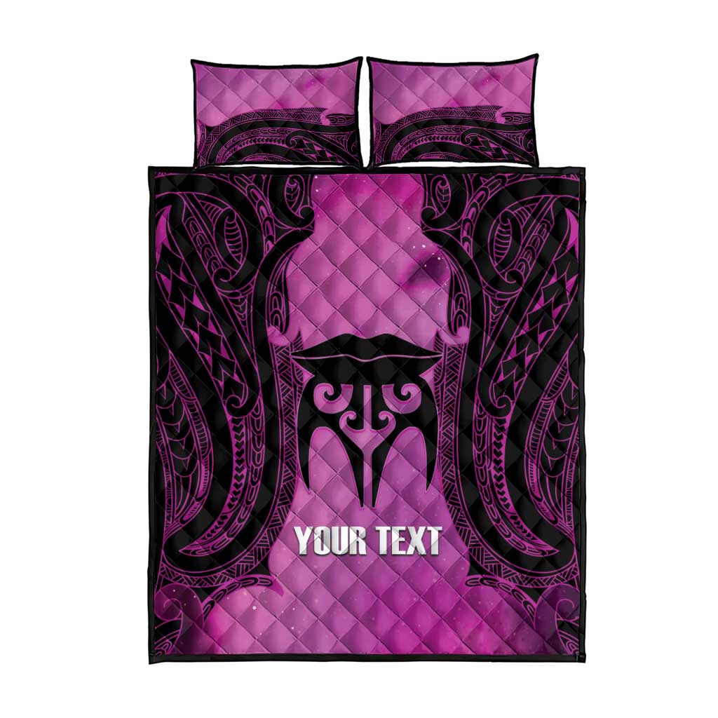 Personalised Moko Kauae New Zealand Quilt Bed Set Maori Chin Tattoo Pink - Polynesian Pride