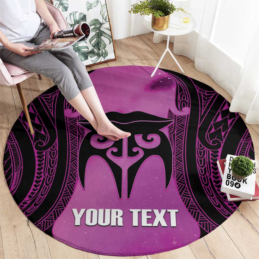 Personalised Moko Kauae New Zealand Round Carpet Maori Chin Tattoo Pink - Polynesian Pride