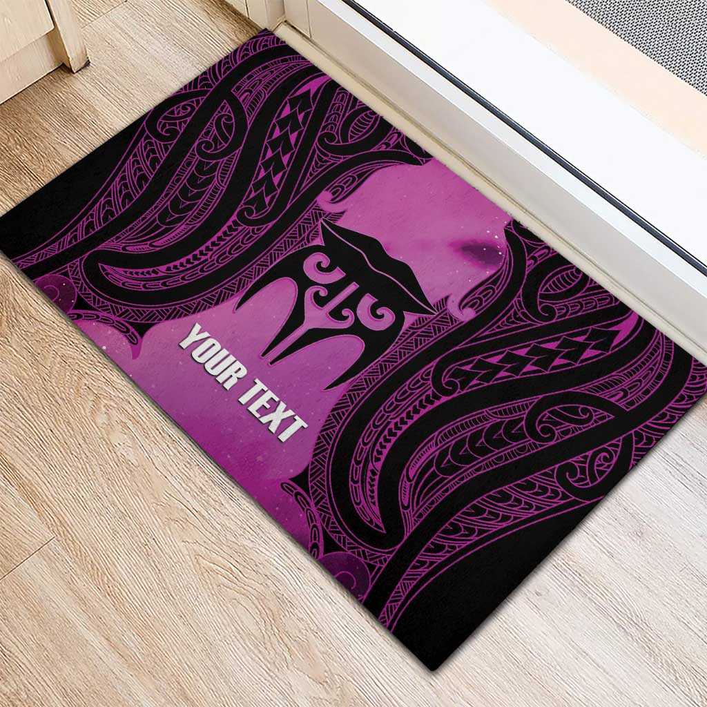 Personalised Moko Kauae New Zealand Rubber Doormat Maori Chin Tattoo Pink - Polynesian Pride