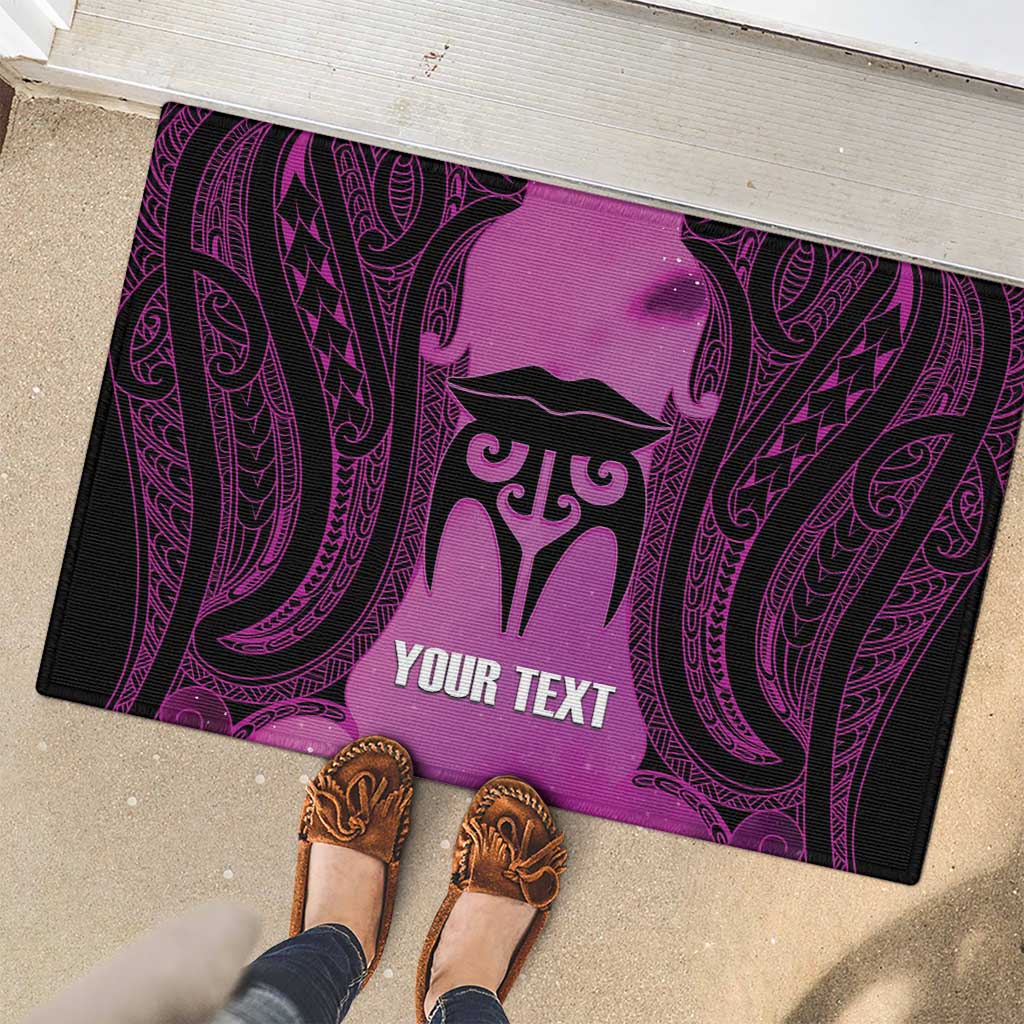 Personalised Moko Kauae New Zealand Rubber Doormat Maori Chin Tattoo Pink - Polynesian Pride