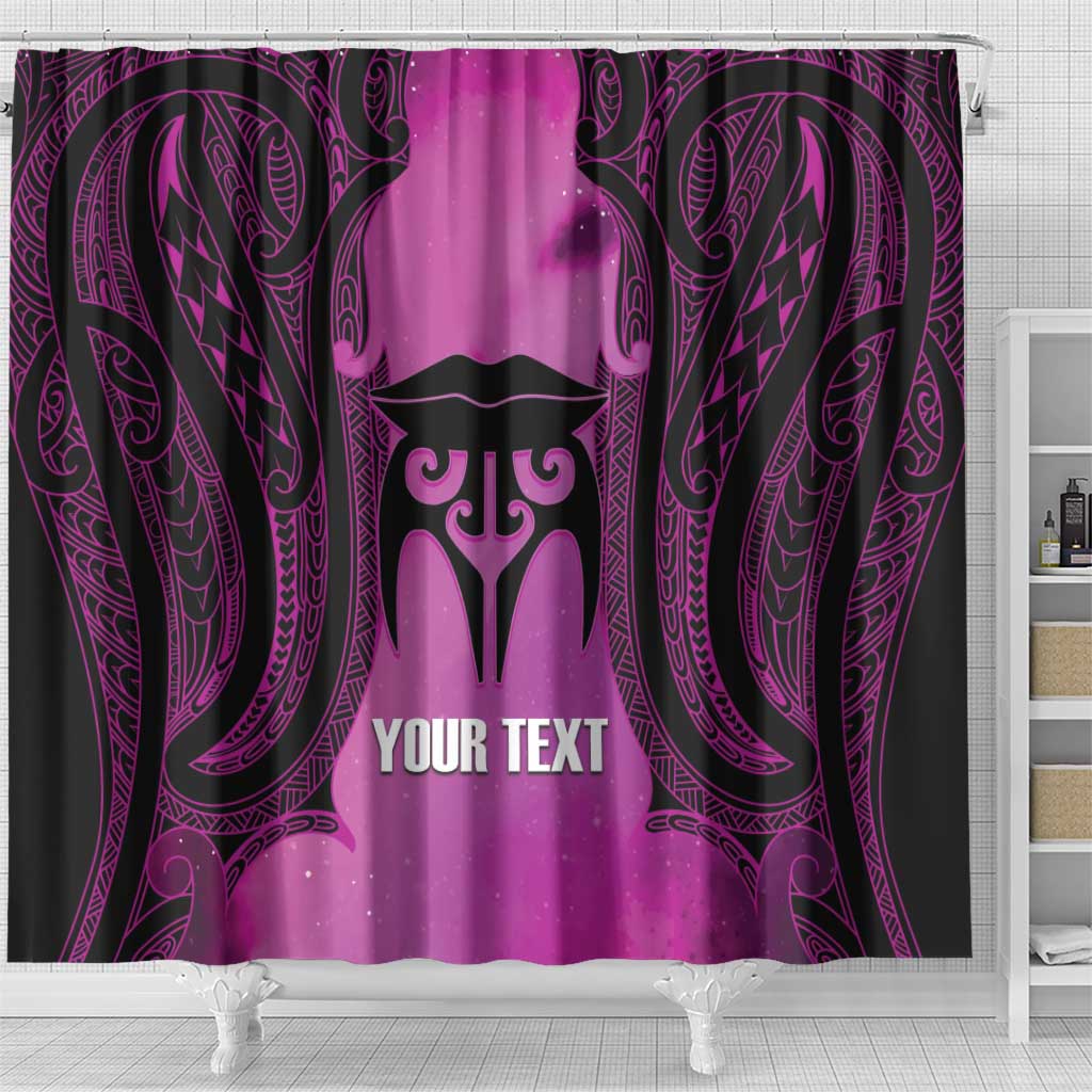 Personalised Moko Kauae New Zealand Shower Curtain Maori Chin Tattoo Pink - Polynesian Pride