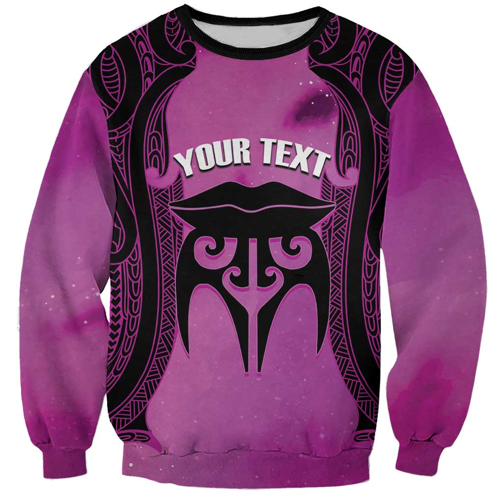 Personalised Moko Kauae New Zealand Sweatshirt Maori Chin Tattoo Pink - Polynesian Pride