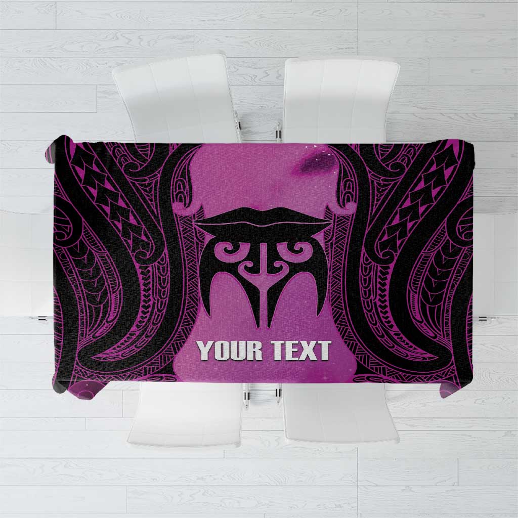 Personalised Moko Kauae New Zealand Tablecloth Maori Chin Tattoo Pink - Polynesian Pride