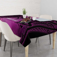 Personalised Moko Kauae New Zealand Tablecloth Maori Chin Tattoo Pink - Polynesian Pride