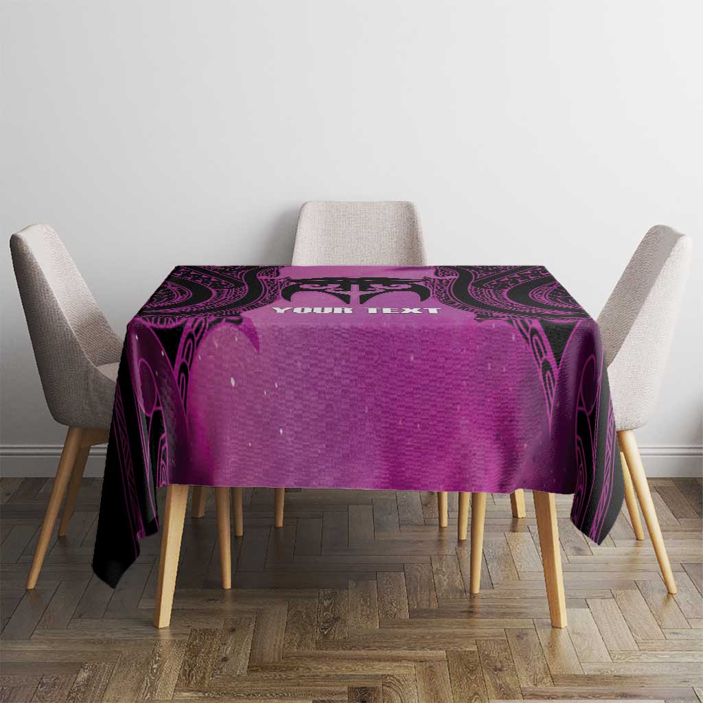 Personalised Moko Kauae New Zealand Tablecloth Maori Chin Tattoo Pink - Polynesian Pride