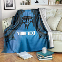 Personalised Moko Kauae New Zealand Blanket Maori Chin Tattoo Blue - Polynesian Pride