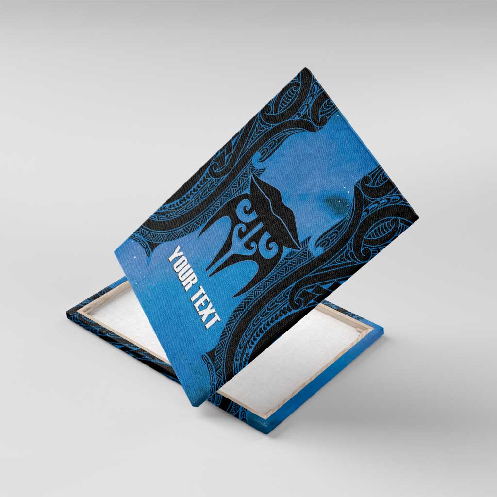 Personalised Moko Kauae New Zealand Canvas Wall Art Maori Chin Tattoo Blue - Polynesian Pride