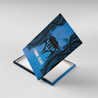 Personalised Moko Kauae New Zealand Canvas Wall Art Maori Chin Tattoo Blue - Polynesian Pride