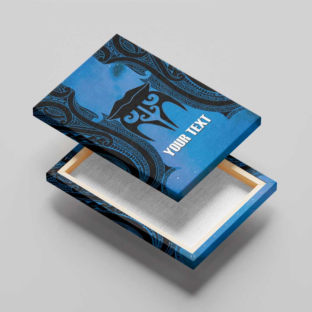 Personalised Moko Kauae New Zealand Canvas Wall Art Maori Chin Tattoo Blue - Polynesian Pride