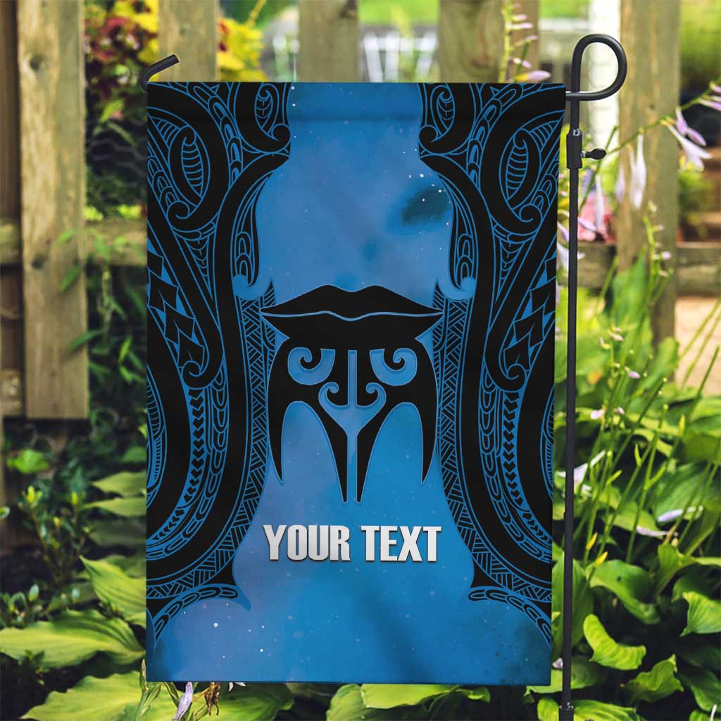 Personalised Moko Kauae New Zealand Garden Flag Maori Chin Tattoo Blue - Polynesian Pride
