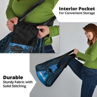 Personalised Moko Kauae New Zealand Grocery Bag Maori Chin Tattoo Blue - Polynesian Pride