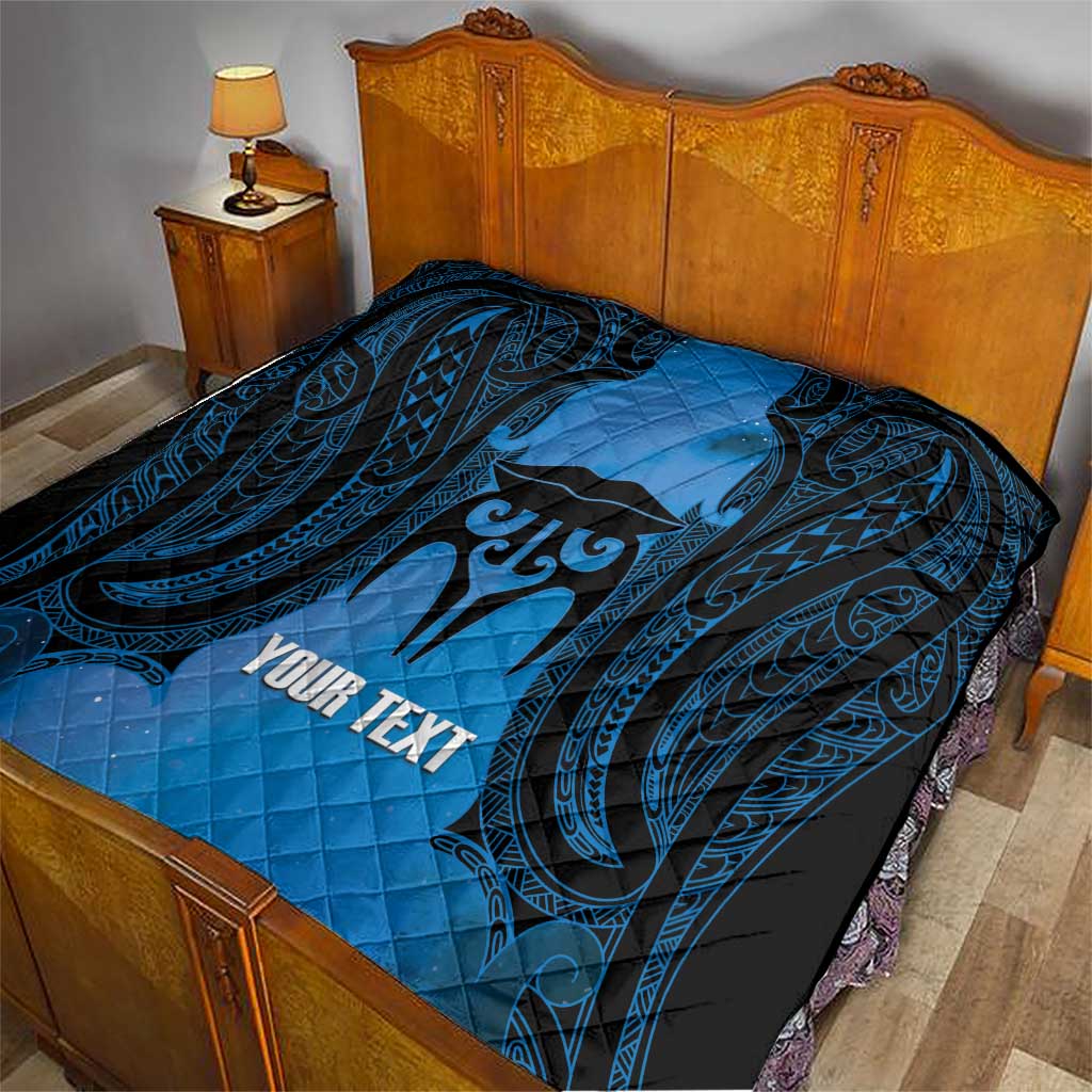 Personalised Moko Kauae New Zealand Quilt Maori Chin Tattoo Blue - Polynesian Pride