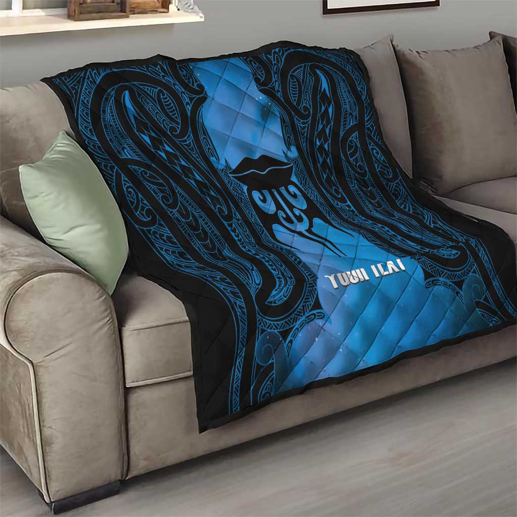 Personalised Moko Kauae New Zealand Quilt Maori Chin Tattoo Blue - Polynesian Pride