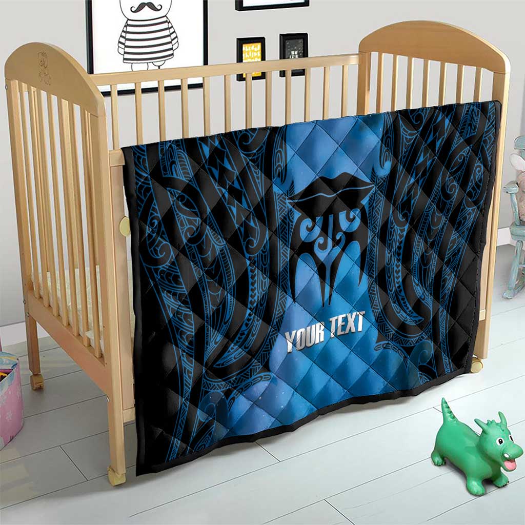 Personalised Moko Kauae New Zealand Quilt Maori Chin Tattoo Blue - Polynesian Pride