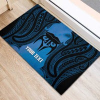 Personalised Moko Kauae New Zealand Rubber Doormat Maori Chin Tattoo Blue - Polynesian Pride