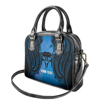 Personalised Moko Kauae New Zealand Shoulder Handbag Maori Chin Tattoo Blue - Polynesian Pride