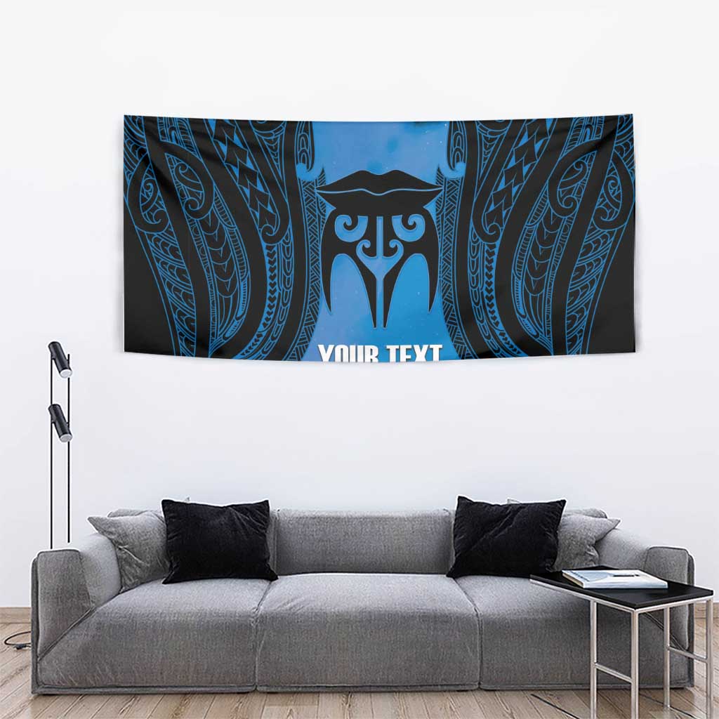 Personalised Moko Kauae New Zealand Tapestry Maori Chin Tattoo Blue - Polynesian Pride