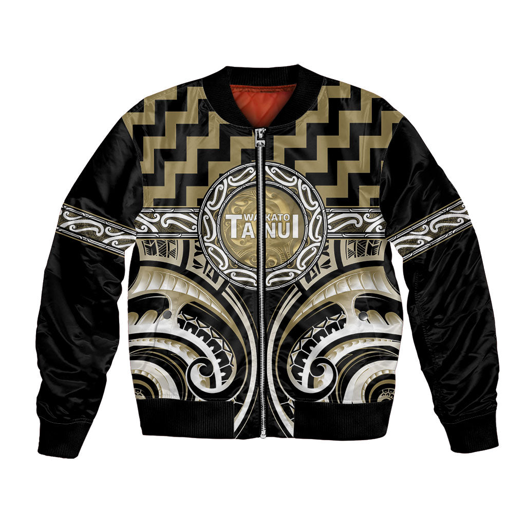 Aotearoa Waikato Tainui Personalised Bomber Jacket Maori Iwi Poutama Puhoro Tattoo LT14 Unisex Old Yellow - Polynesian Pride