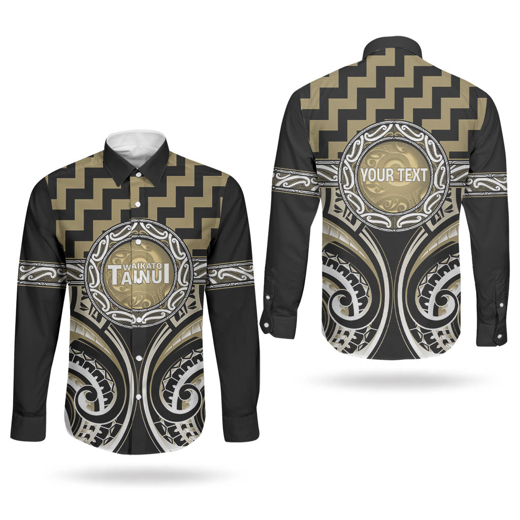 Aotearoa Waikato Tainui Personalised Couples Matching Summer Maxi Dress and Long Sleeve Button Shirt Maori Iwi Poutama Puhoro Tattoo LT14 - Polynesian Pride