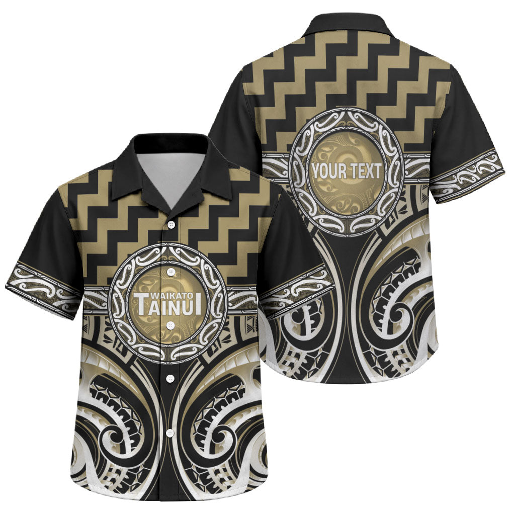 Aotearoa Waikato Tainui Personalised Family Matching Tank Maxi Dress and Hawaiian Shirt Maori Iwi Poutama Puhoro Tattoo LT14 Son's Shirt Old Yellow - Polynesian Pride