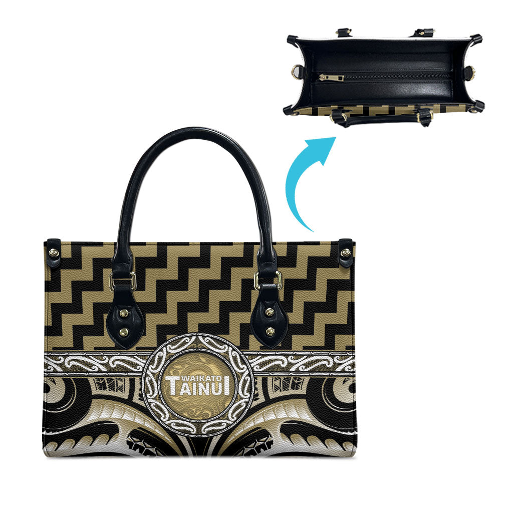 Aotearoa Waikato Tainui Leather Bag Maori Iwi Poutama Puhoro Tattoo LT14 - Polynesian Pride