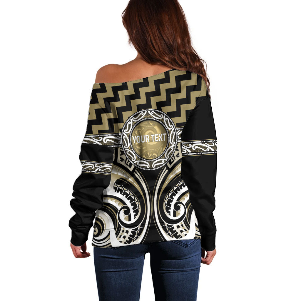 Aotearoa Waikato Tainui Personalised Off Shoulder Sweater Maori Iwi Poutama Puhoro Tattoo LT14 - Polynesian Pride