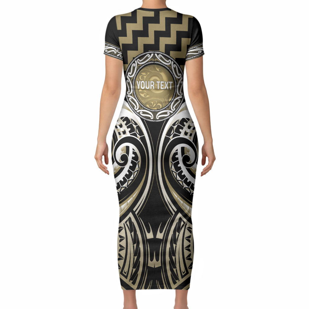 Aotearoa Waikato Tainui Personalised Short Sleeve Bodycon Dress Maori Iwi Poutama Puhoro Tattoo LT14 - Polynesian Pride