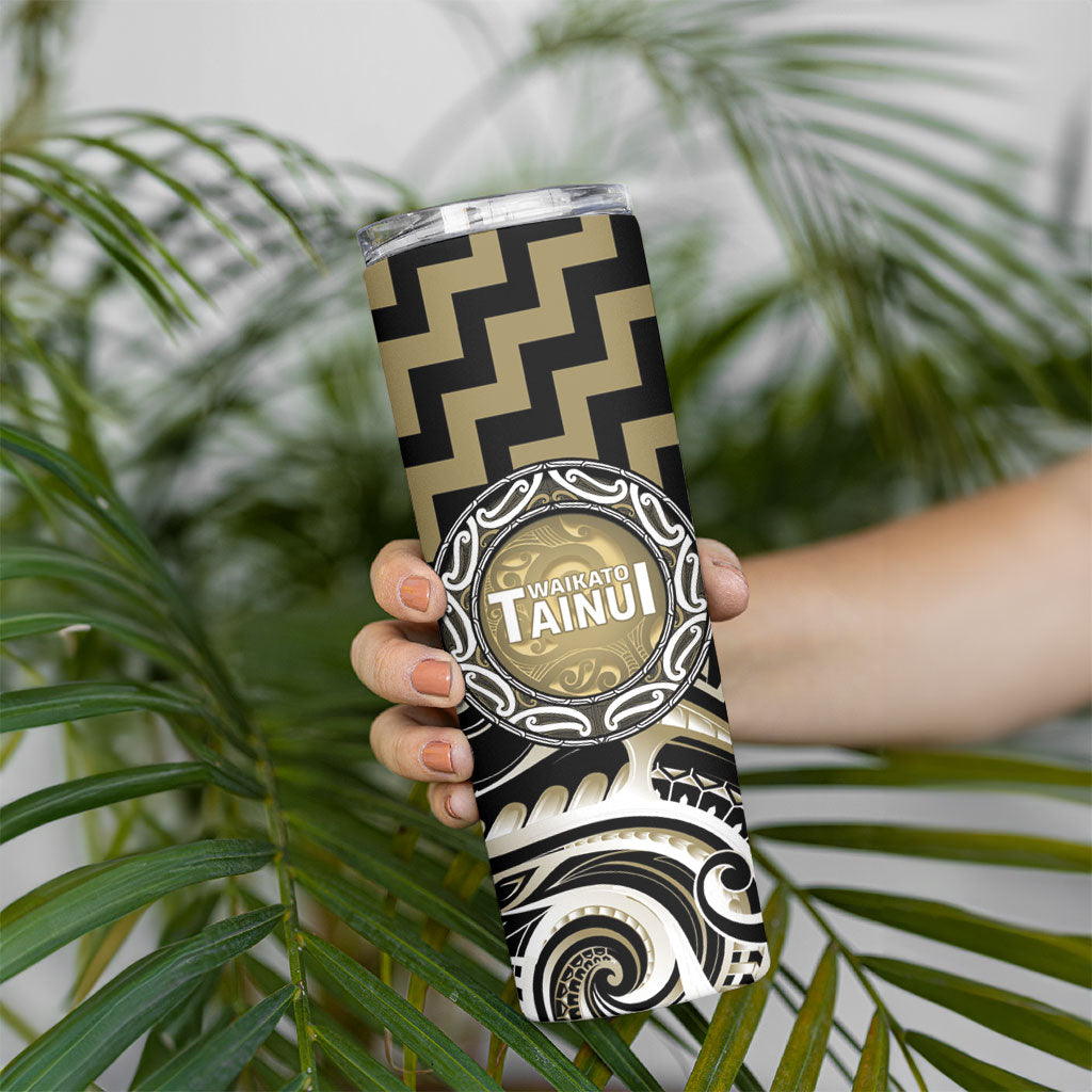 Aotearoa Waikato Tainui Personalised Skinny Tumbler Maori Iwi Poutama Puhoro Tattoo LT14 - Polynesian Pride
